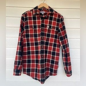 Carhartt Men's Casual Red and Black Flanneled Shirt